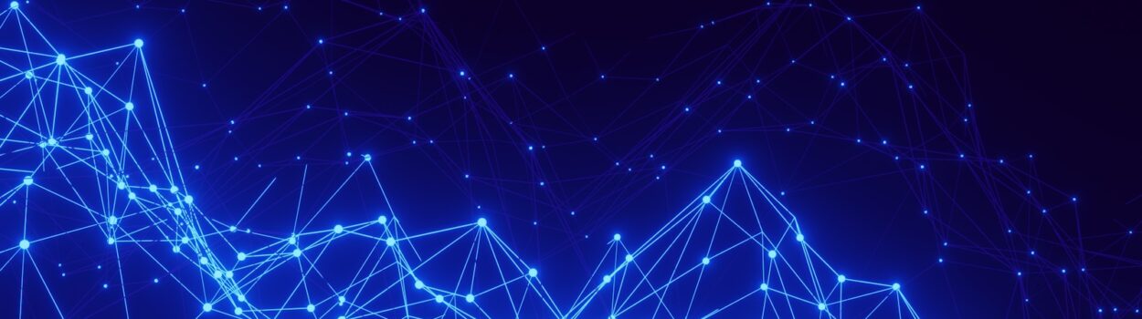un fond bleu avec des lignes et des points