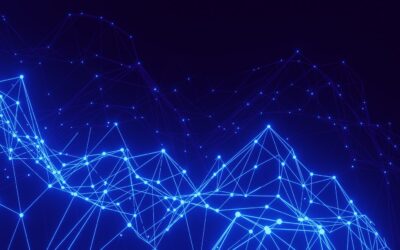un fond bleu avec des lignes et des points