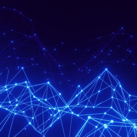 un fond bleu avec des lignes et des points